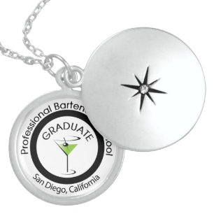 Professional Bartender School Graduate Locket Necklace