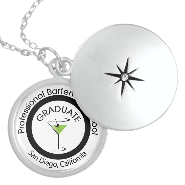 Professional Bartender School Graduate Locket Necklace (Front)