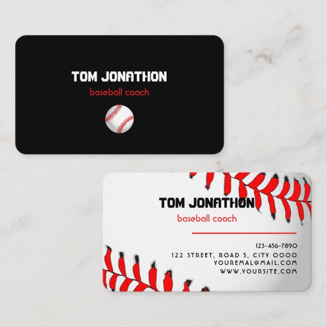 professional Baseball Coach Business Card (Front/Back)