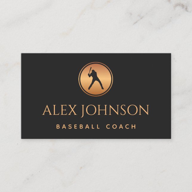 Professional Baseball Coach Team Agent Gold Black Business Card (Front)