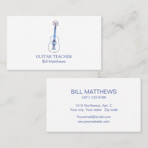 Professional Basic Modern Guitar Teacher Business Card