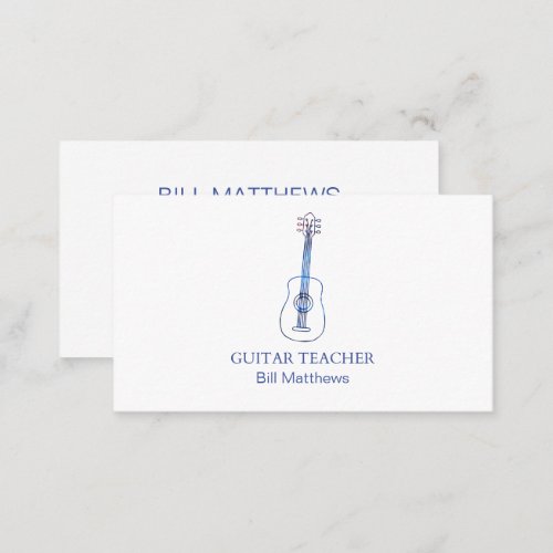 Professional Basic Modern Guitar Teacher Business Card