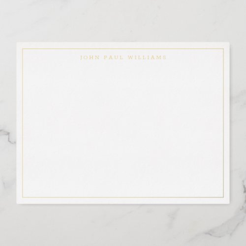 Professional Basic Name Thin Border Foil Note Card