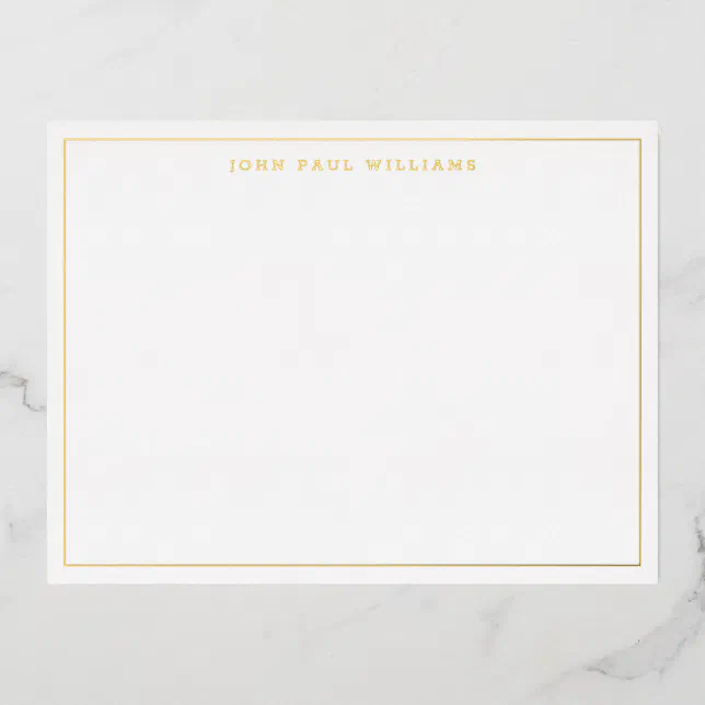 Professional Basic Name Thin Border Foil Note Card | Zazzle