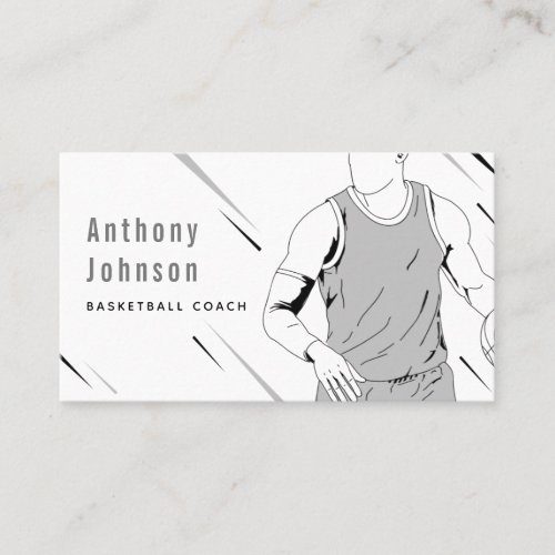 Professional Basketball Trainer Coach Gray  White Business Card