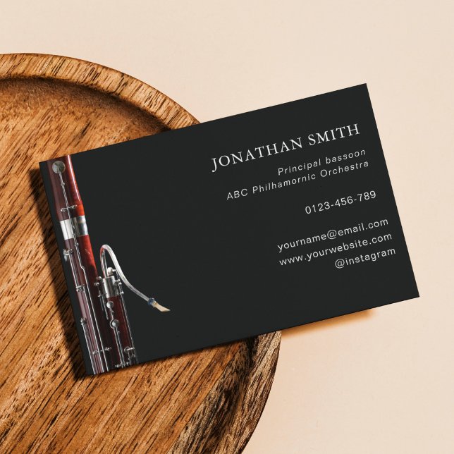 Professional Bassoon Black&White Modern Business Card (Creator Uploaded)