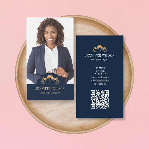 Professional Beach Real Estate Agent Realtor QR Business Card