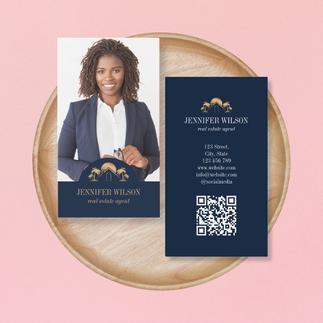 Professional Beach Real Estate Agent Realtor QR Business Card (Creator Uploaded)