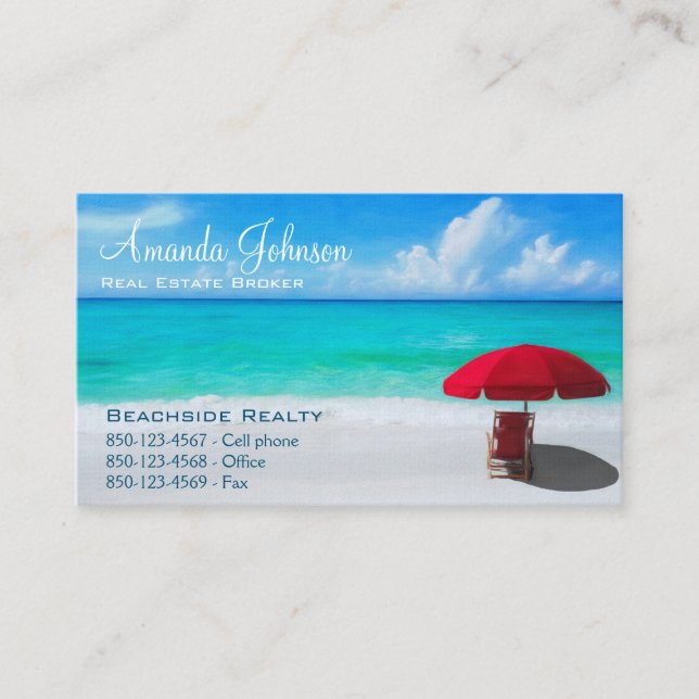 Professional Beach Real Estate Company Logo Business Card (Front)