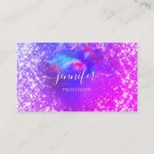 Professional Beauty Holographic Glitter Pink Blue Business Card