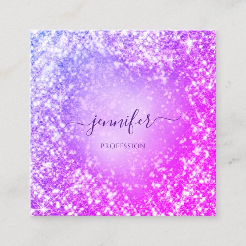 Professional Beauty Makeup Artist Glitter Pink VIP Square Business Card