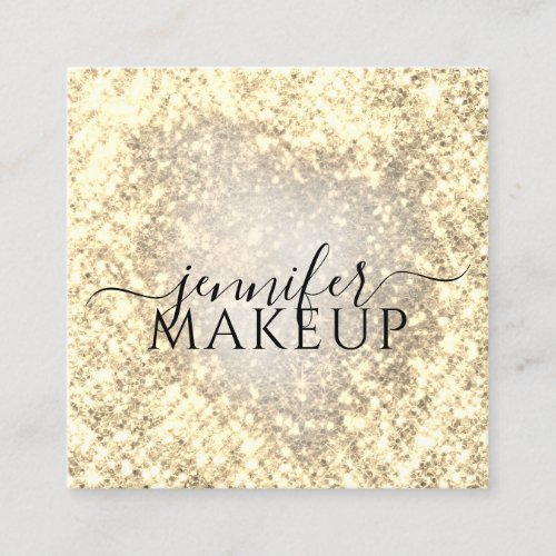 Professional Beauty Makeup Beauty Glitter Golden Square Business Card