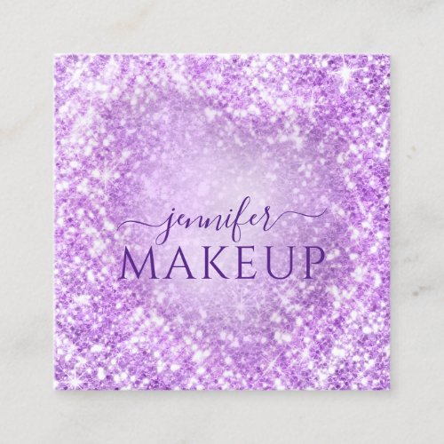 Professional Beauty Makeup Beauty Glitter Purple Square Business Card