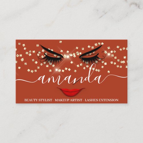 Professional Beauty Makeup Gold Lash Lip Reed Bean Business Card