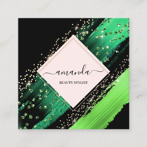 Professional Beauty Makeup Logo Abstract Tropical Square Business Card