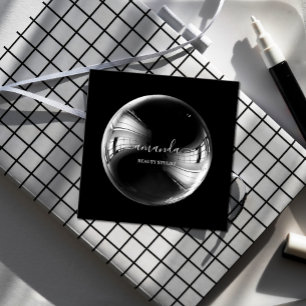 Professional Beauty Makeup Logo Bubble Black Square Business Card