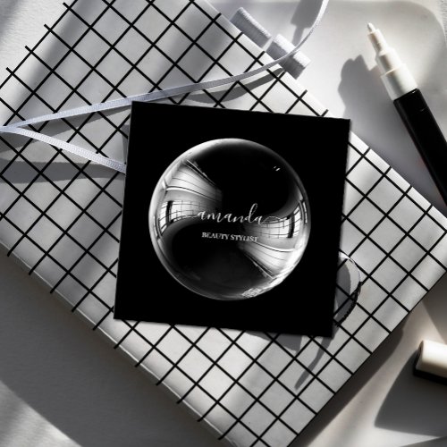 Professional Beauty Makeup Logo Bubble Black  Square Business Card