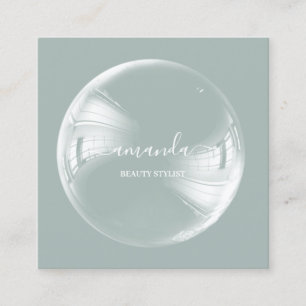 Professional Beauty Makeup Logo Bubble Smoky Square Business Card