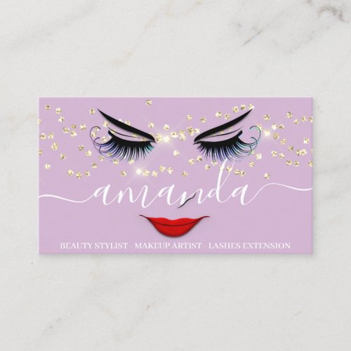 Professional Beauty Makeup Logo Gold Lash Lips Business Card