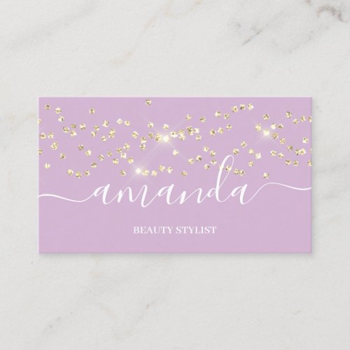 Professional Beauty Makeup Logo Gold Purple Couch Business Card