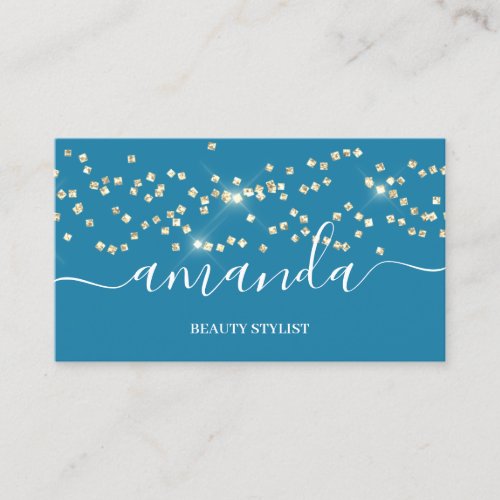 Professional Beauty Makeup Logo Gold Teal  Couch  Business Card