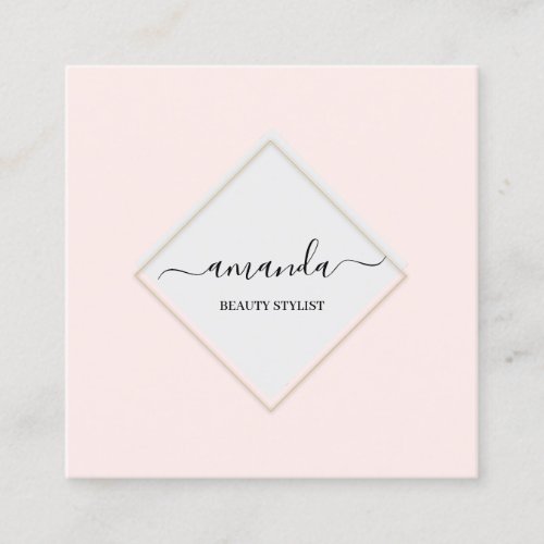 Professional Beauty Makeup Logo Pink MInimalism Square Business Card