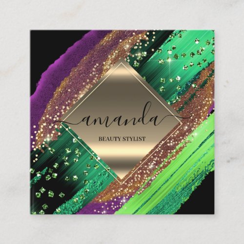 Professional Beauty Makeup Logo Tropic Frame Vip Square Business Card