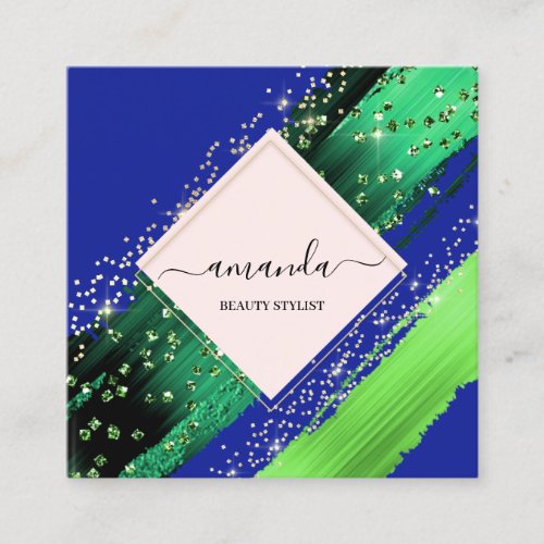 Professional Beauty Makeup Logo Tropic Navy Square Business Card