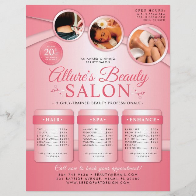 Professional Beauty Salon Price List Flyer (Front)