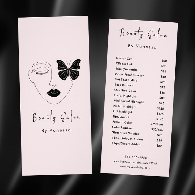 Professional Beauty Salon Price List Services Rack Card (Creator Uploaded)