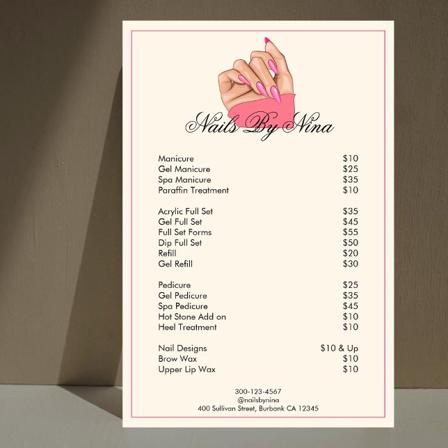 Professional Beauty Salon Services Price List Foam Board (Creator Uploaded)