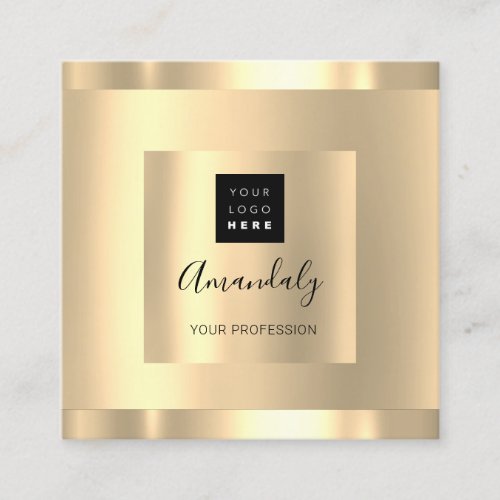 Professional Beauty Studio Hair Salon Gold Logo Square Business Card