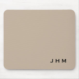 Professional Beige & Black Monogram Initials Mouse Pad