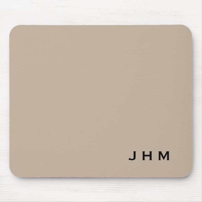 Professional Beige & Black Monogram Initials Mouse Pad (Front)
