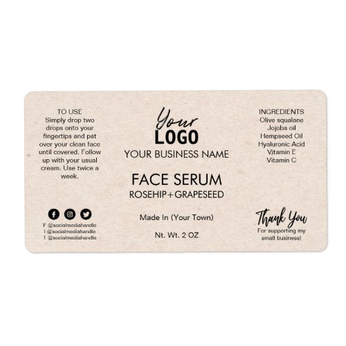 Professional Beige Face Hair Oil Serum Label