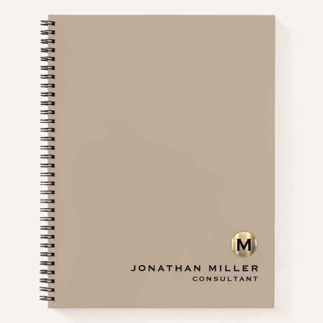 Professional Beige Gold Monogram Notebook (Front)