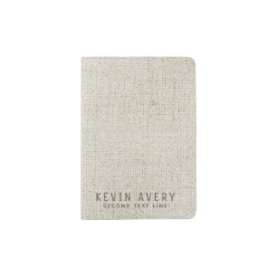 Professional Beige Linen Texture Passport Holder