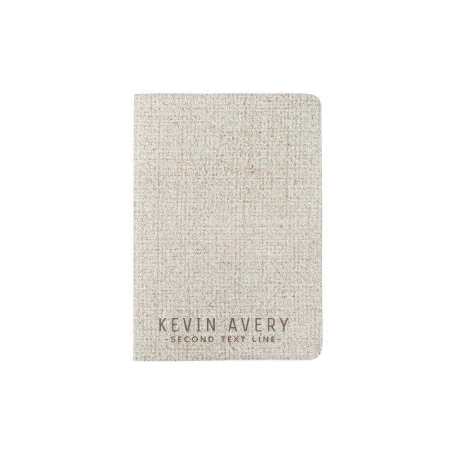 Professional Beige Linen Texture Passport Holder (Front)