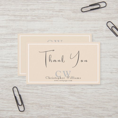 Professional Beige Minimalist Thank You Card