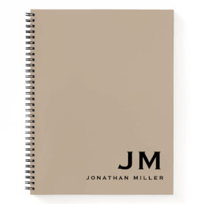 Professional Beige Monogram Initials Notebook