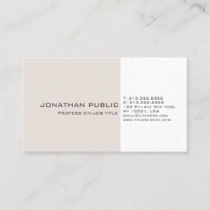 Professional Beige White Elegant Artistic Plain Business Card
