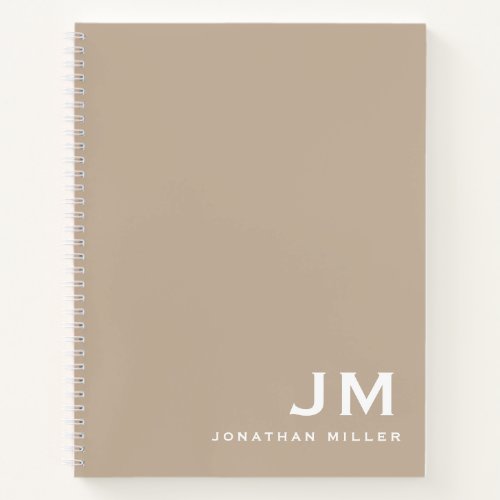 Professional Beige White Monogram Initials Notebook