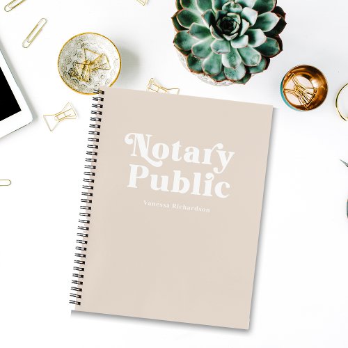 Professional Beige  White Notary Personalized  Notebook