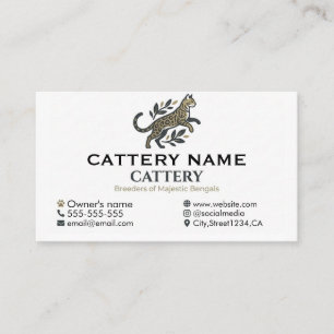 Professional Bengal Cat Cattery Customizable  Business Card
