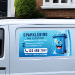 Professional Bin Cleaning Services  Car Magnet<br><div class="desc">Advertise your bin cleaning services with our eye-catching car magnet. This modern design features a cheerful blue cartoon wheelie bin with a smiley face, set against a stylish ombre blue background. The magnet prominently displays your business name, contact details, phone number, and a list of services, making it easy for...</div>