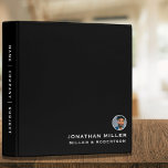 Professional Bio Photo Portfolio Black 3 Ring Binder<br><div class="desc">A professional portfolio binder designed with a bio photo image (500 x 500 px), you can customize by changing the text and image using the fields provided, or use the ‘message’ button to contact the designer for assistance. Ideal for real estate agents, lawyers, law firms, consultants, advisors or any other...</div>