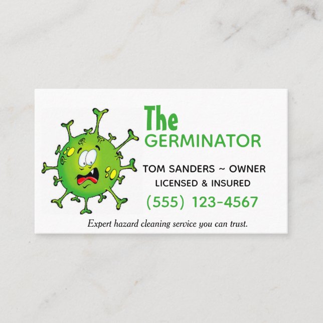 Professional Biohazard Germ Cleaning Service Business Card (Front)