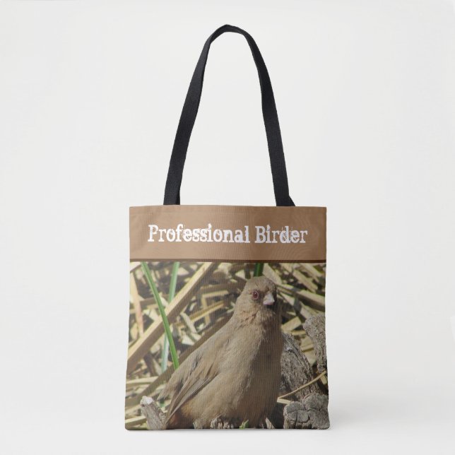 Professional Birder Brown Towhee Bird Photo Nature Tote Bag (Front)
