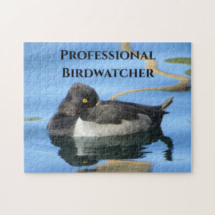 Professional Birdwatcher Duck Blue Water Wild Bird Jigsaw Puzzle