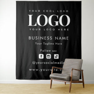 Professional Black Add Logo Social Media Backdrop